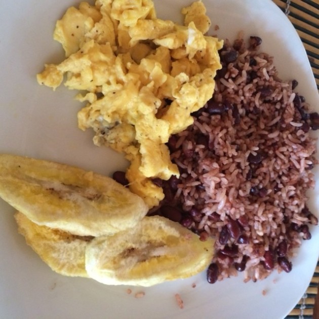 Nicaraguan breakfast plantains rice and beans eggs | almost getting it together